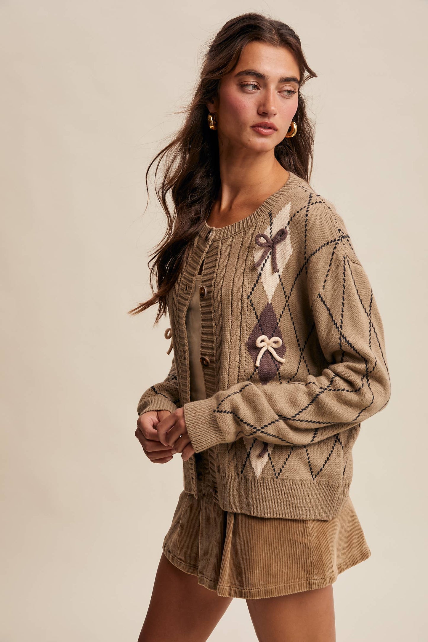 Argyle Bow Cardigan