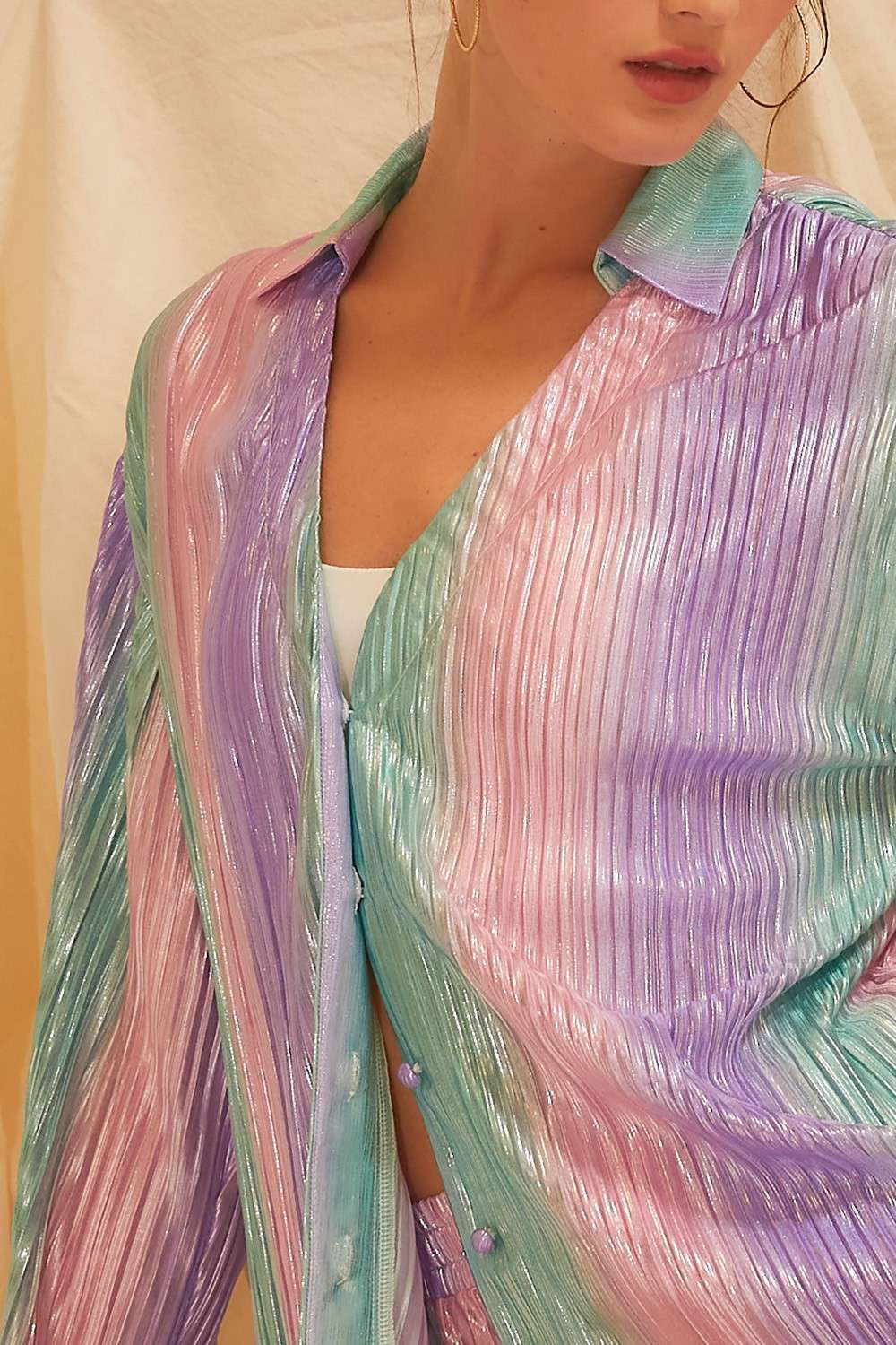 Pastel Shimmer Button Down Shirt (see other listing for matching shorts)
