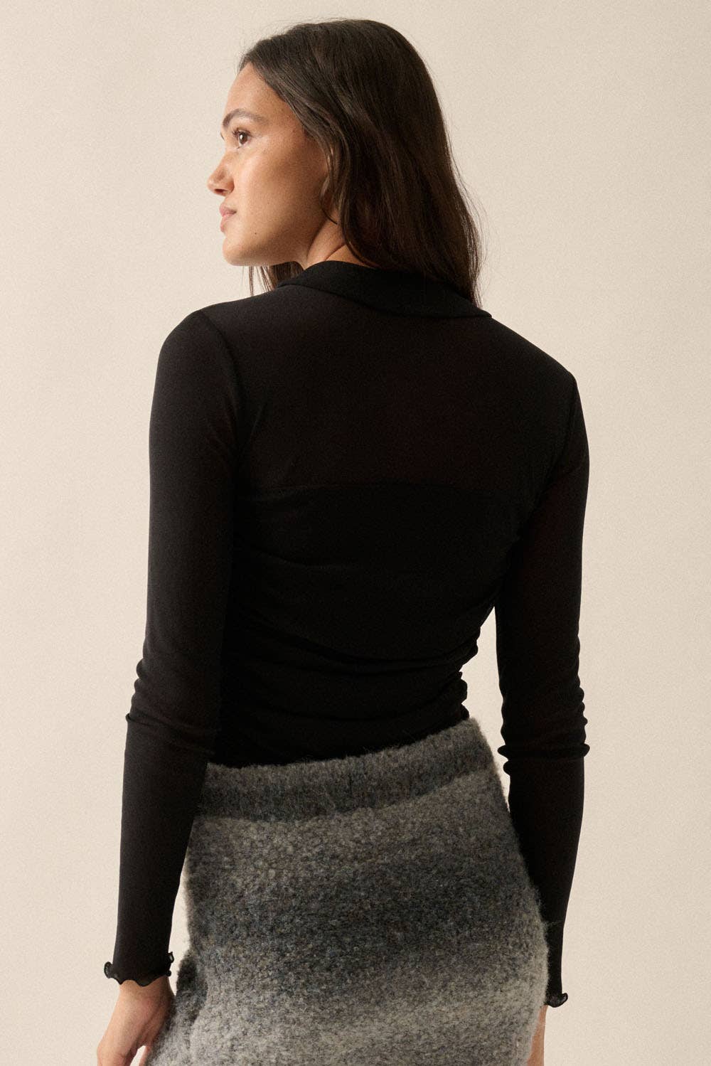 Sheer Mesh Ruched Bodysuit