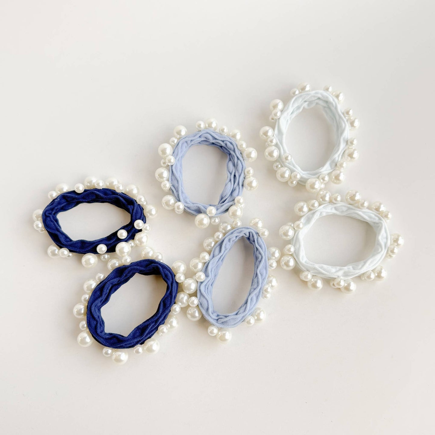 Coastal Textured Seamless Pearl Hair Tie (Set of 6)