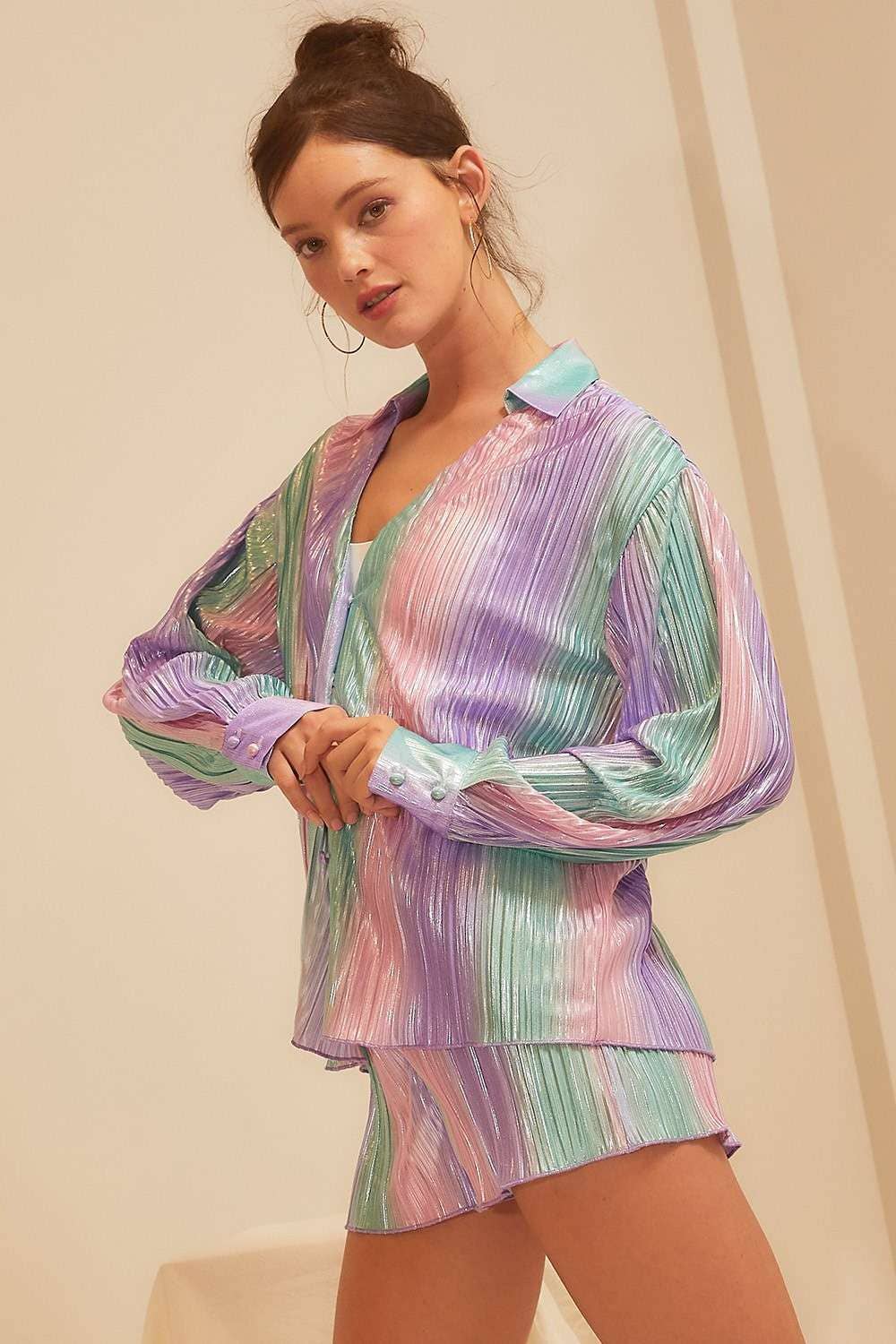 Pastel Shimmer Button Down Shirt (see other listing for matching shorts)