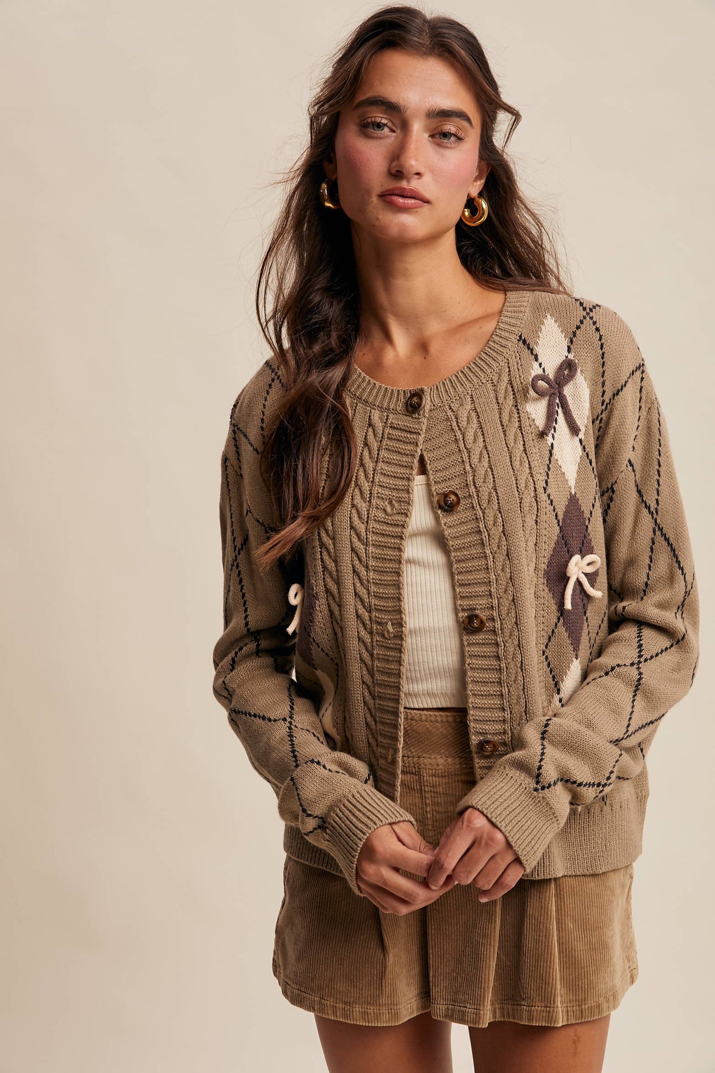 Argyle Bow Cardigan
