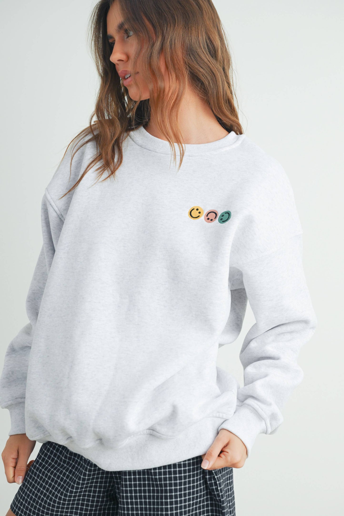 Smiley French Terry Fleece Embroidered Front