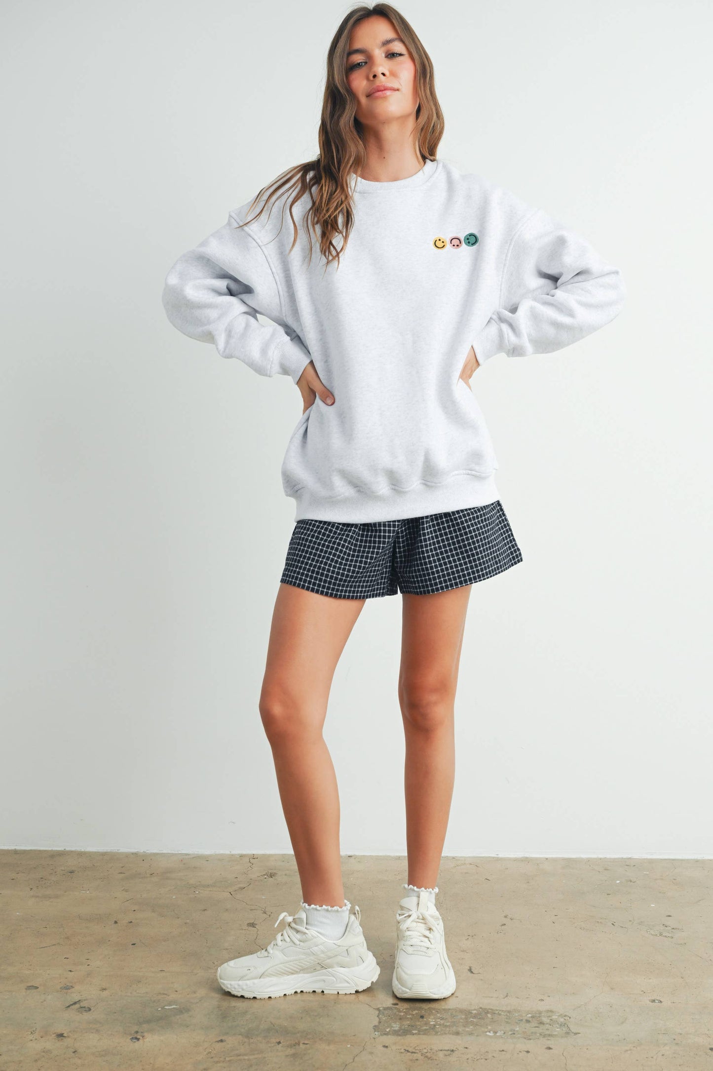 Smiley French Terry Fleece Embroidered Front