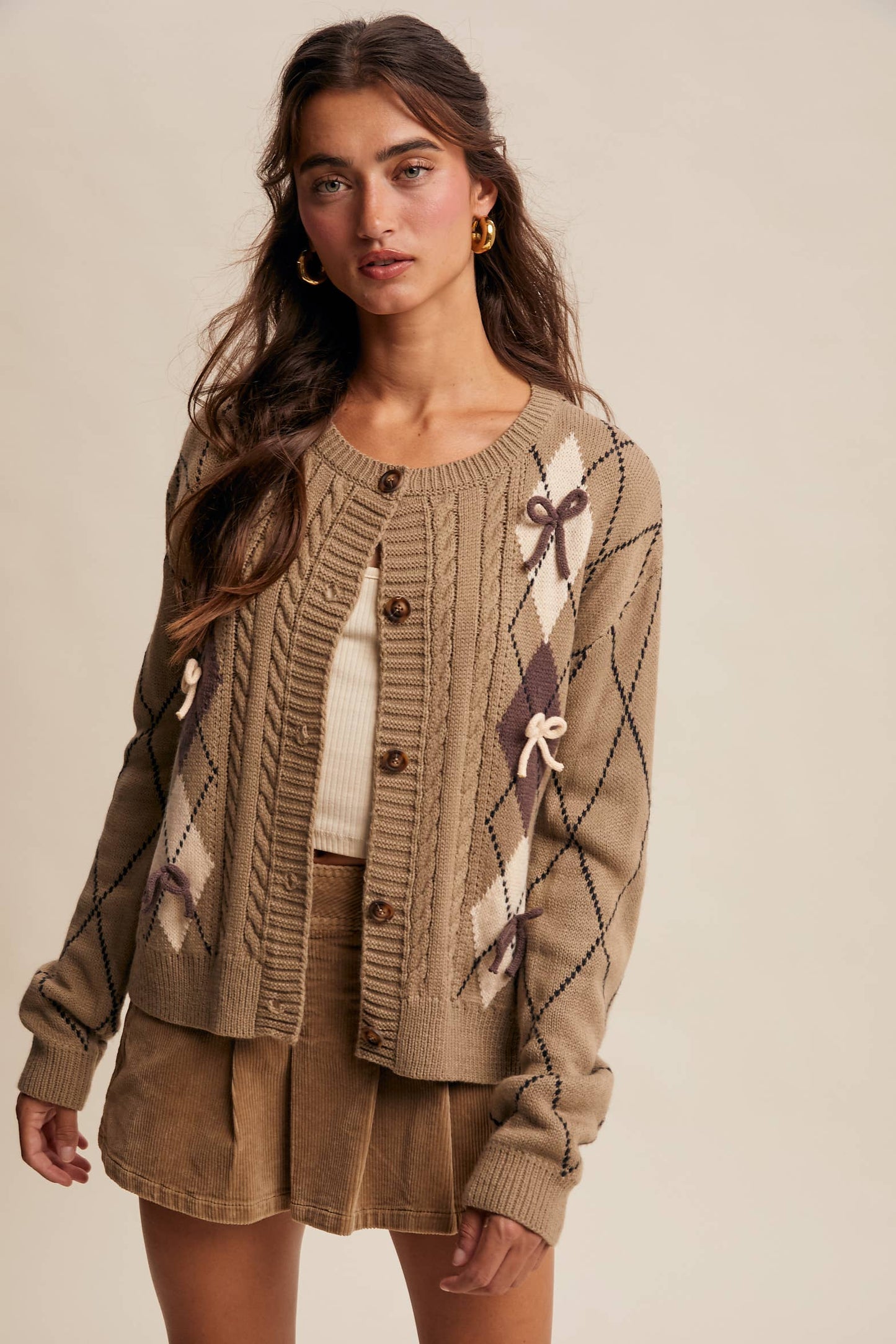 Argyle Bow Cardigan