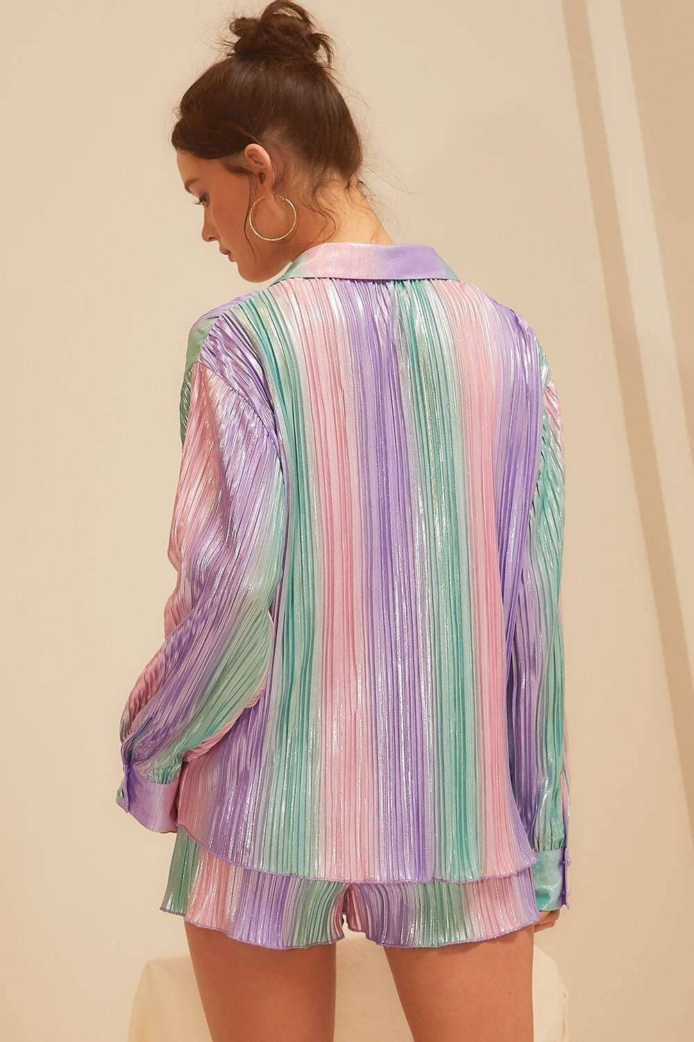 Pastel Shimmer Button Down Shirt (see other listing for matching shorts)