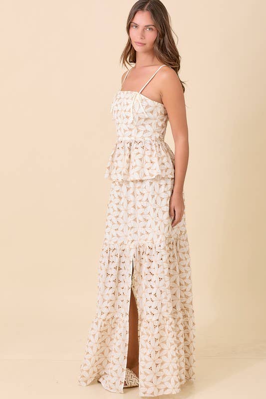 Floral Eyelet Peplum Top * see other listing for skirt*