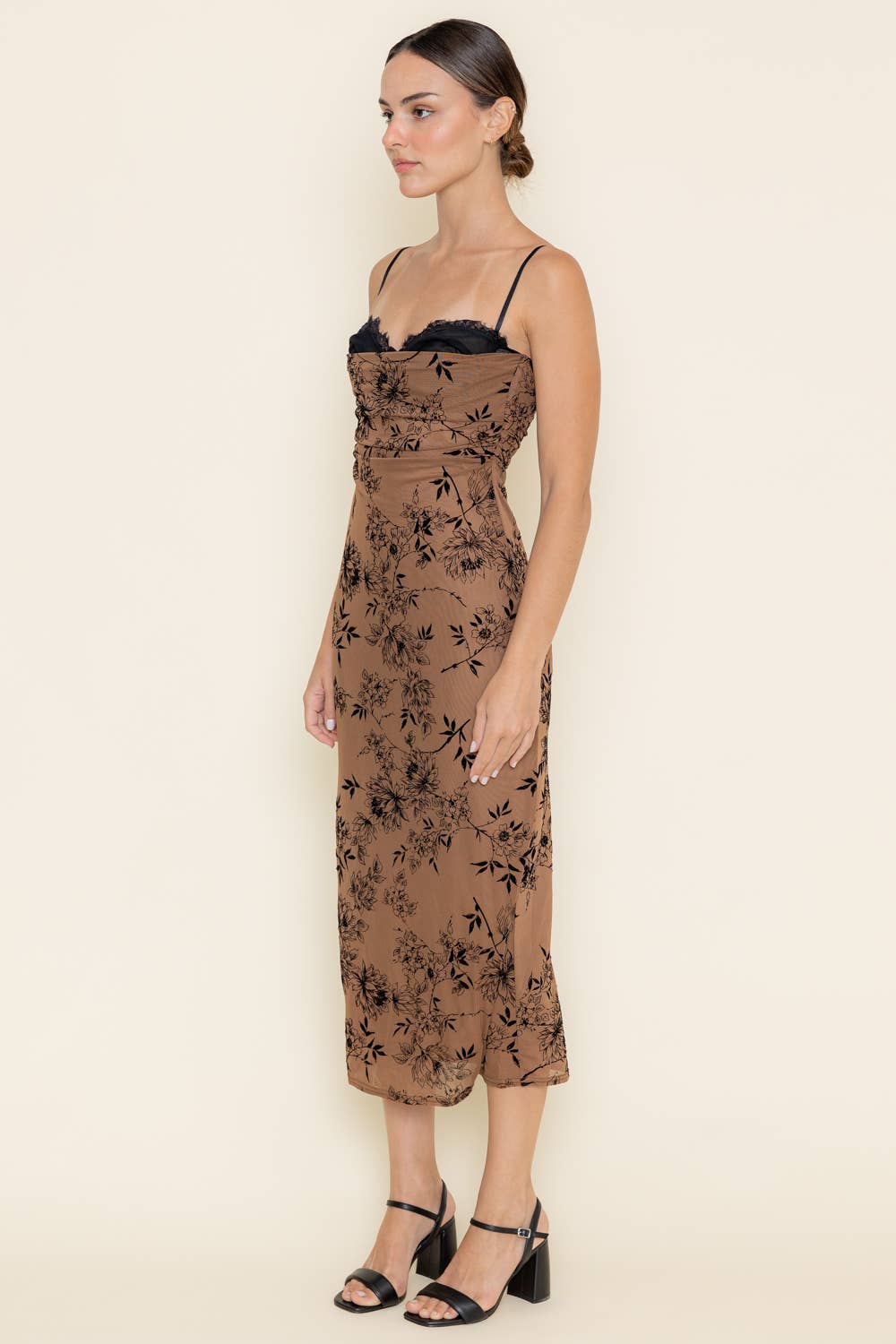 LACE BURN OUT VELVET FLORAL MESH MIDI DRESS *LAST ONE* FINAL SALE
