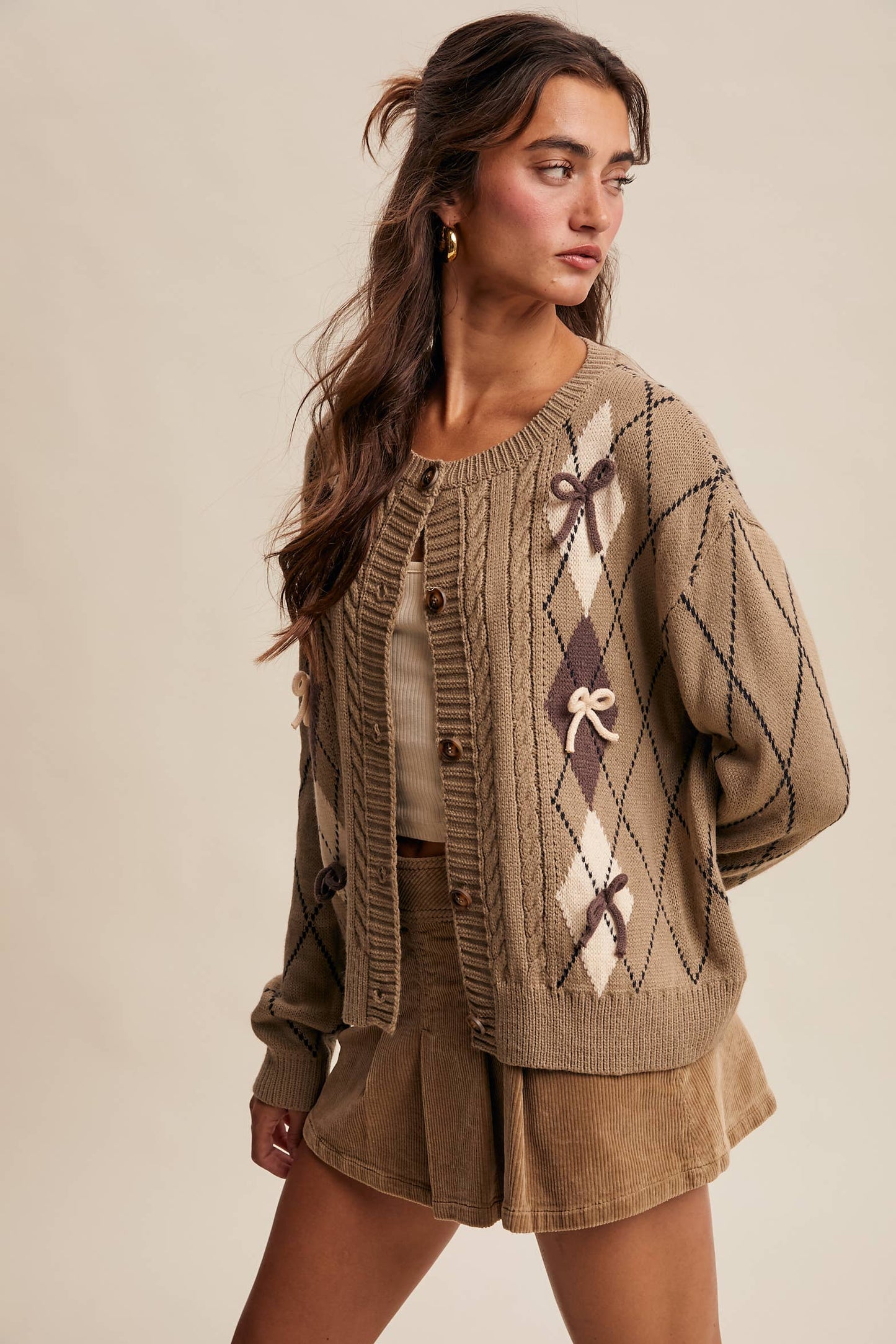 Argyle Bow Cardigan