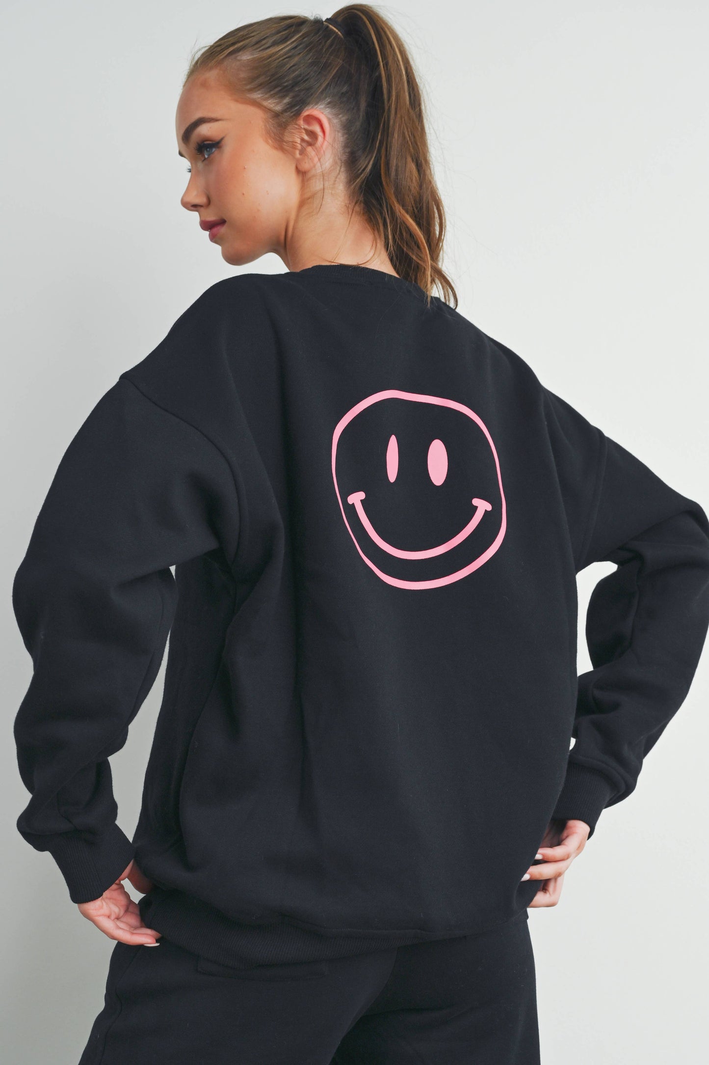 Smiley French Terry Fleece Embroidered Front