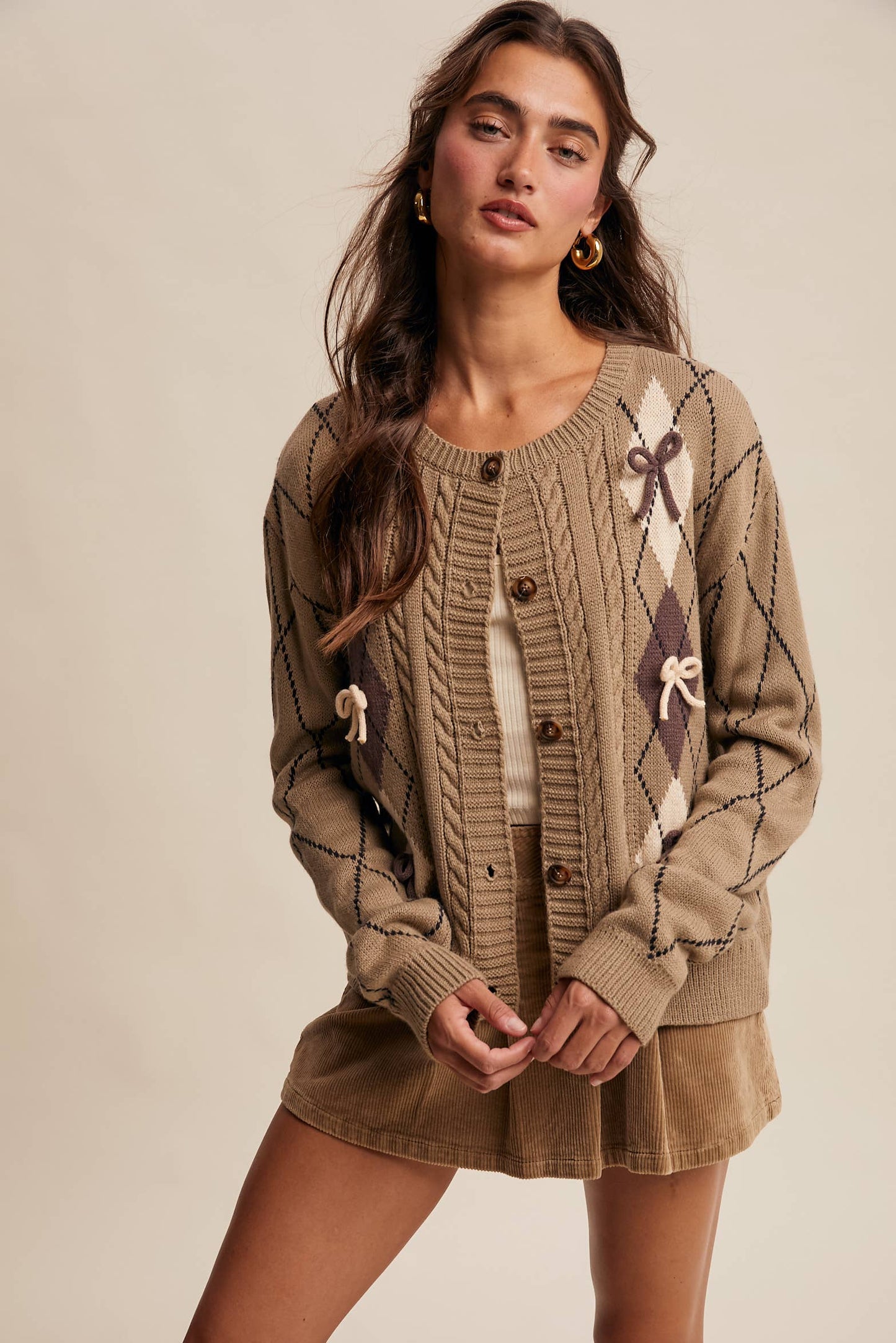 Argyle Bow Cardigan