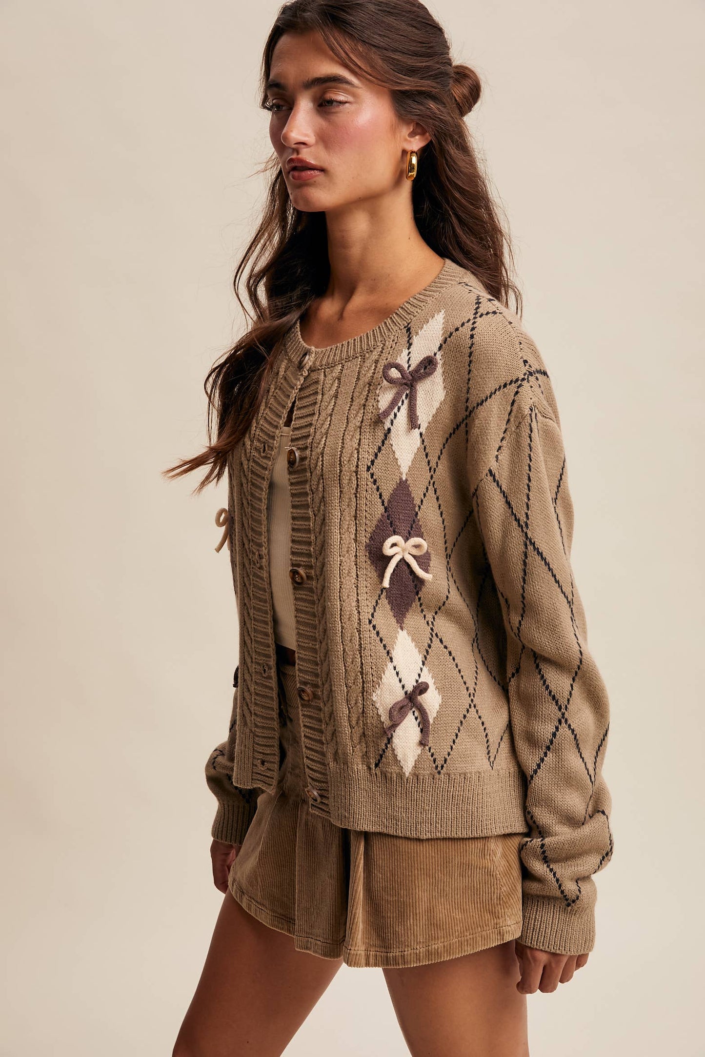 Argyle Bow Cardigan