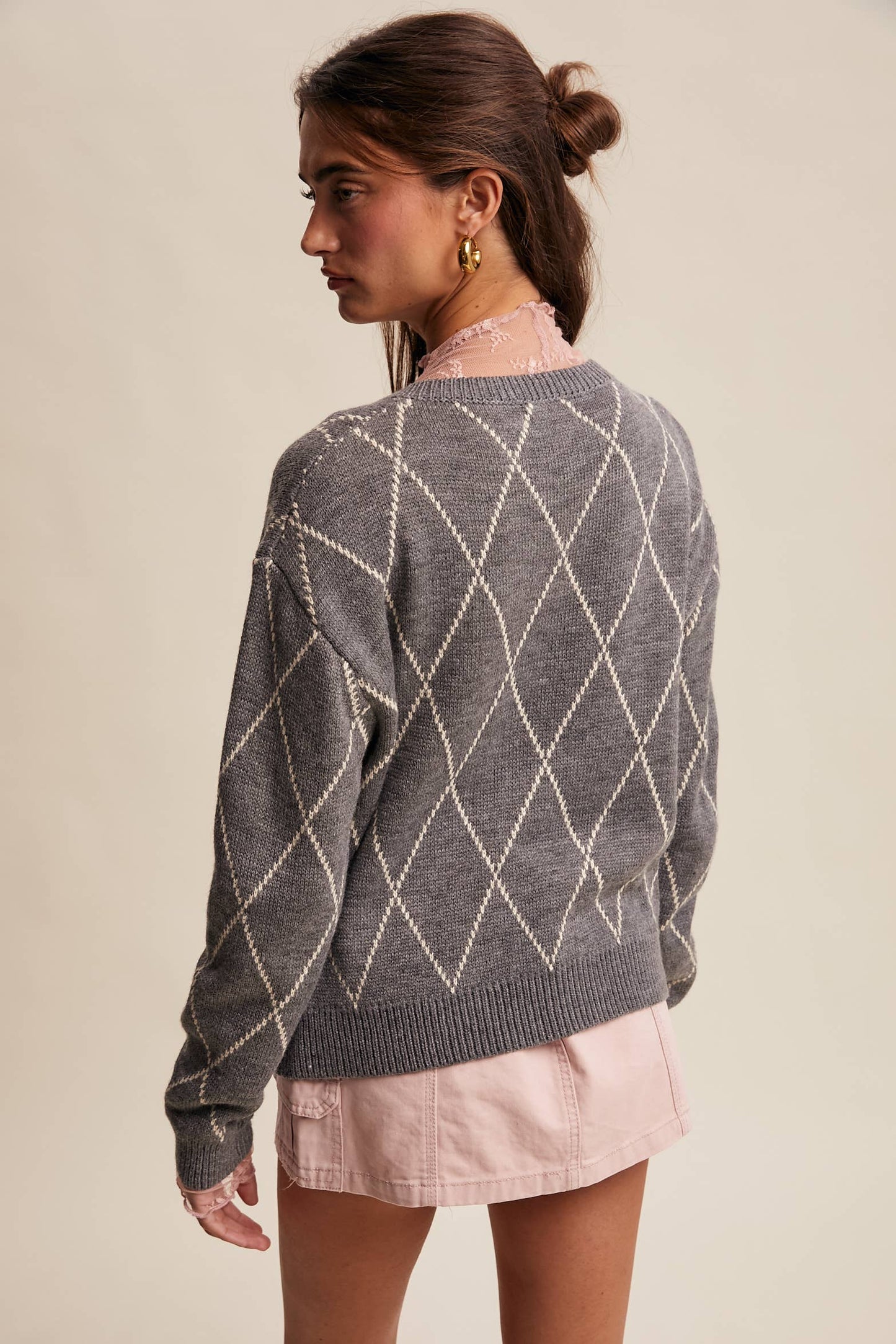 Argyle Bow Cardigan