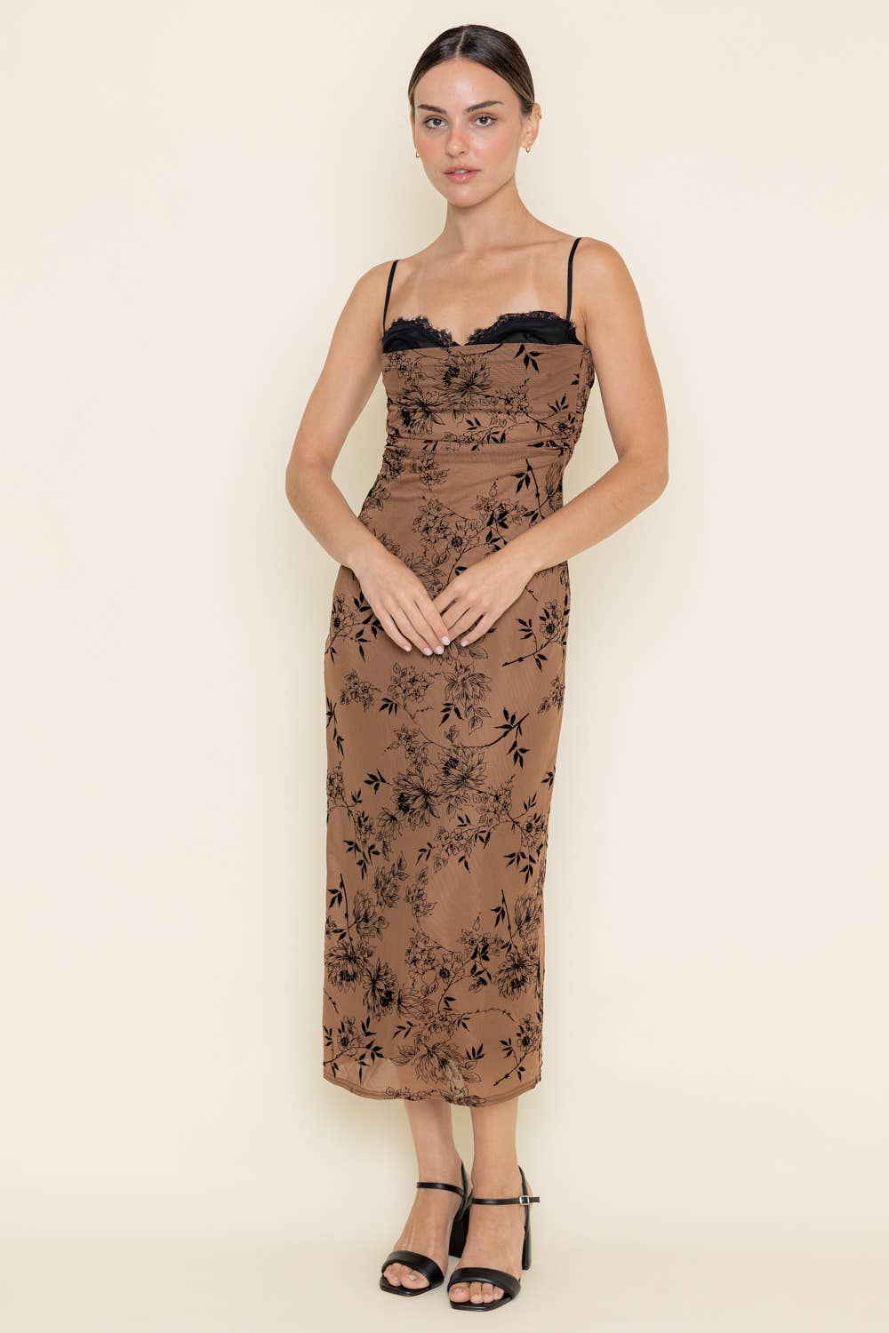 LACE BURN OUT VELVET FLORAL MESH MIDI DRESS *LAST ONE* FINAL SALE