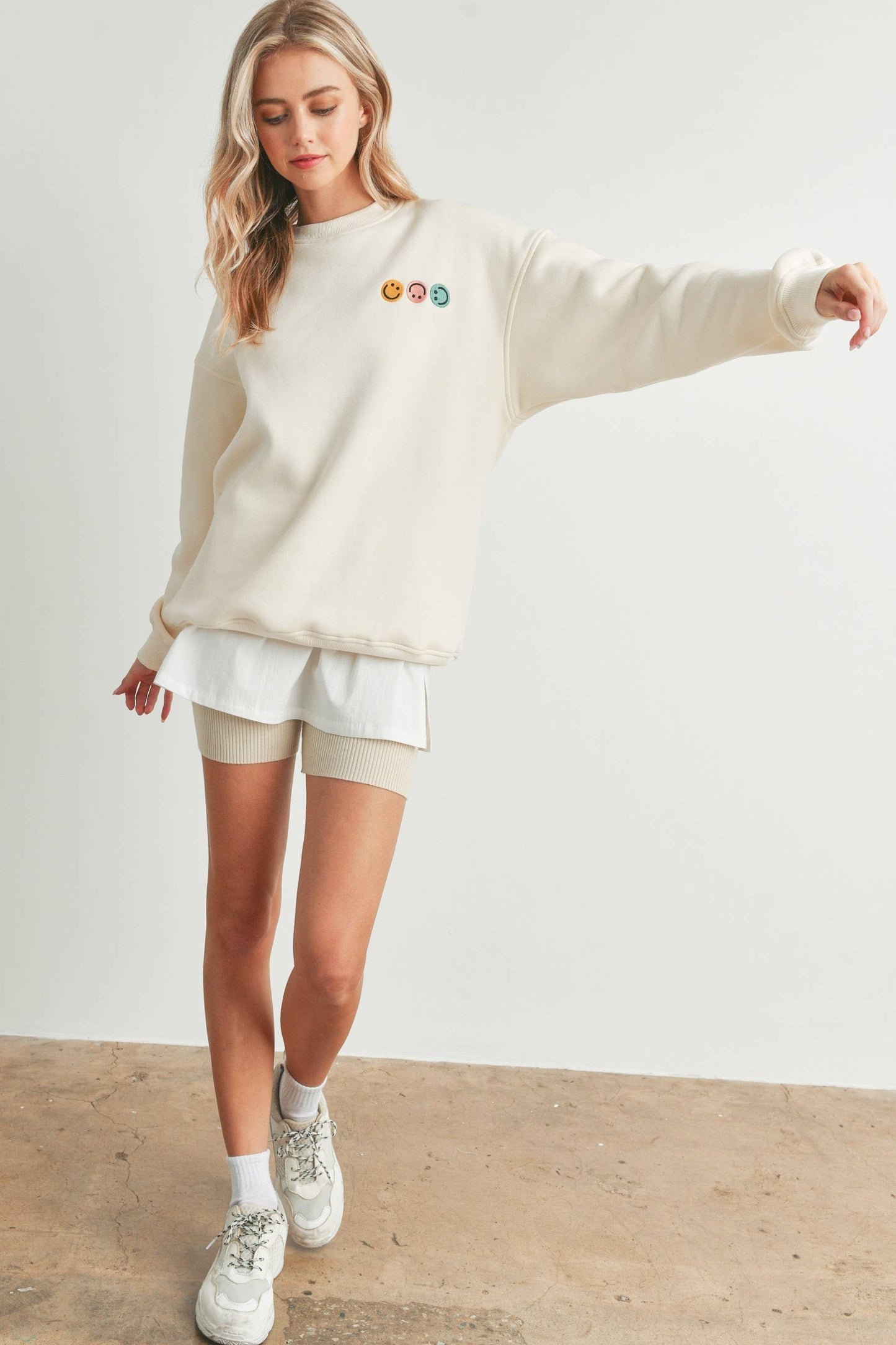 Smiley French Terry Fleece Embroidered Front
