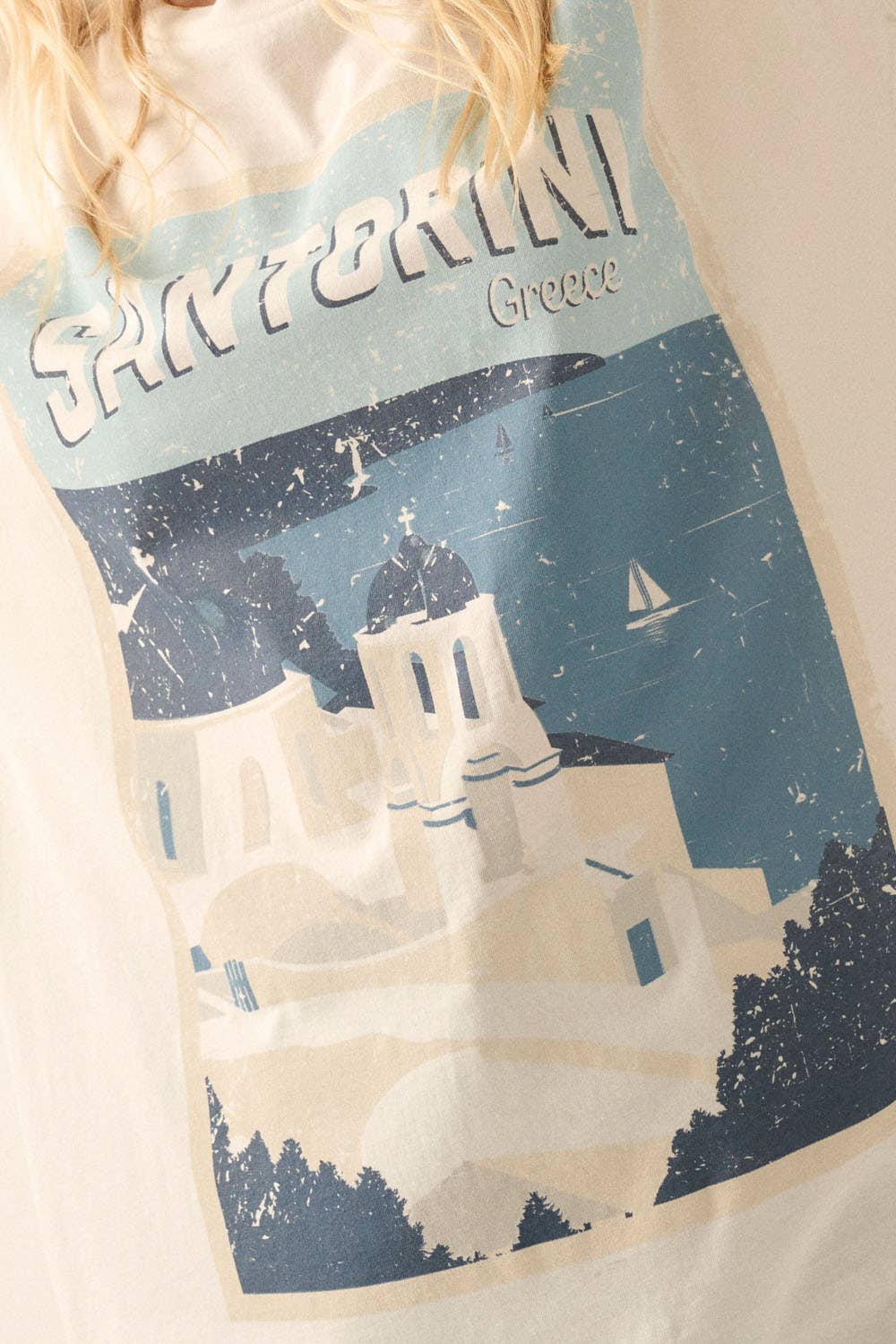 *Oversized* Unisex Santorini Postcard Tee
