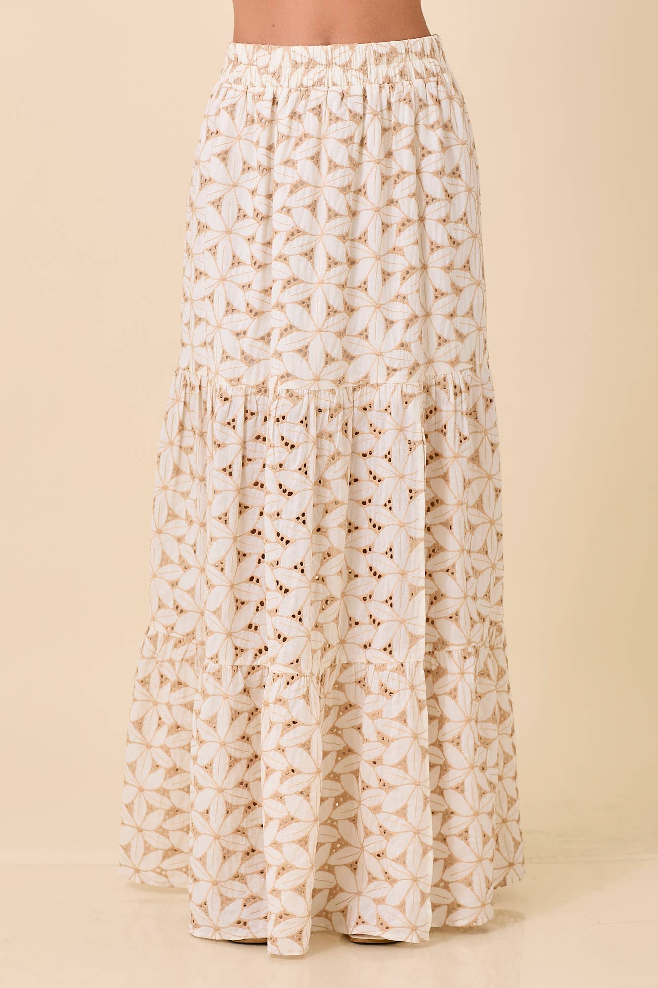 Flower Eyelet Side Slit Maxi Skirt *see other listing for matching top*