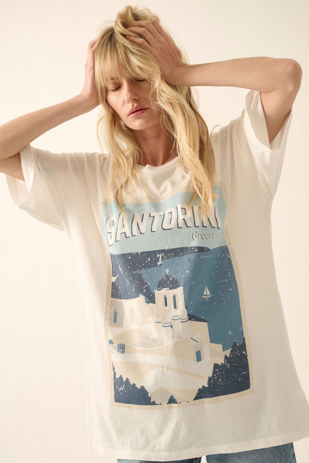*Oversized* Unisex Santorini Postcard Tee