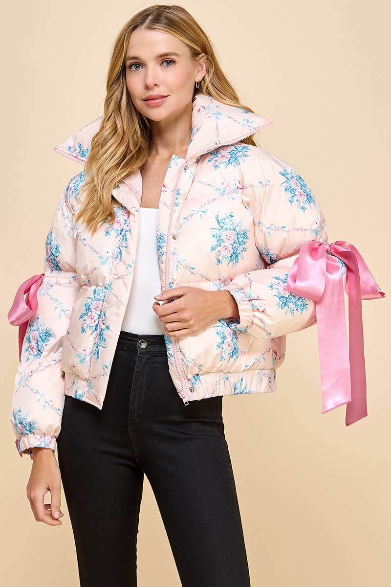 FLORAL LIGHT PUFFER JACKET