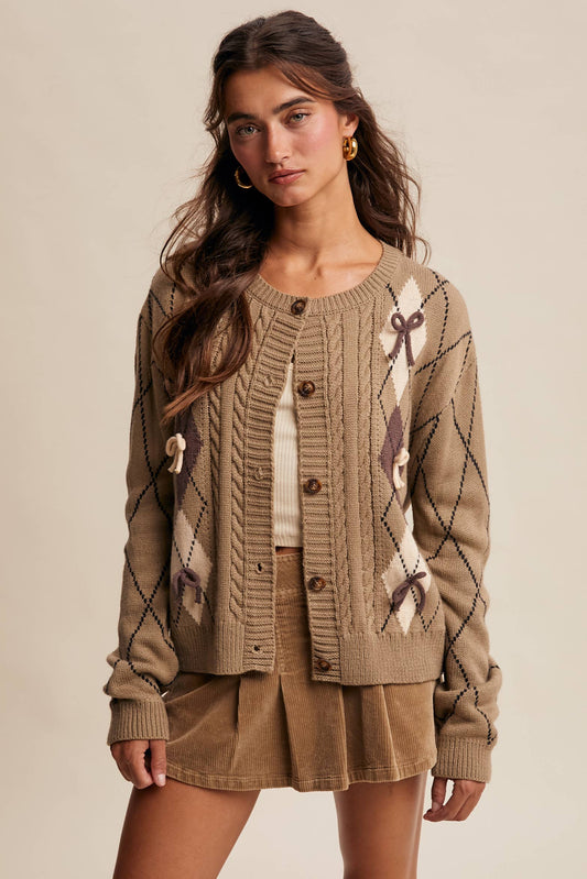 Argyle Bow Cardigan