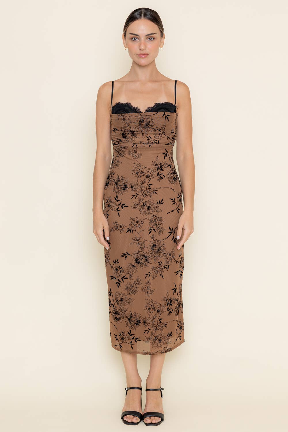 LACE BURN OUT VELVET FLORAL MESH MIDI DRESS *LAST ONE* FINAL SALE