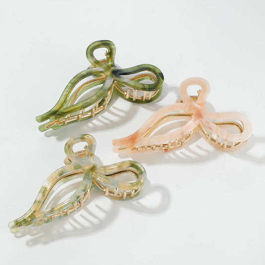Sabrina Spring | Large Ribbon Metal Bow Claw Clip - comes with 1 clip - choose color