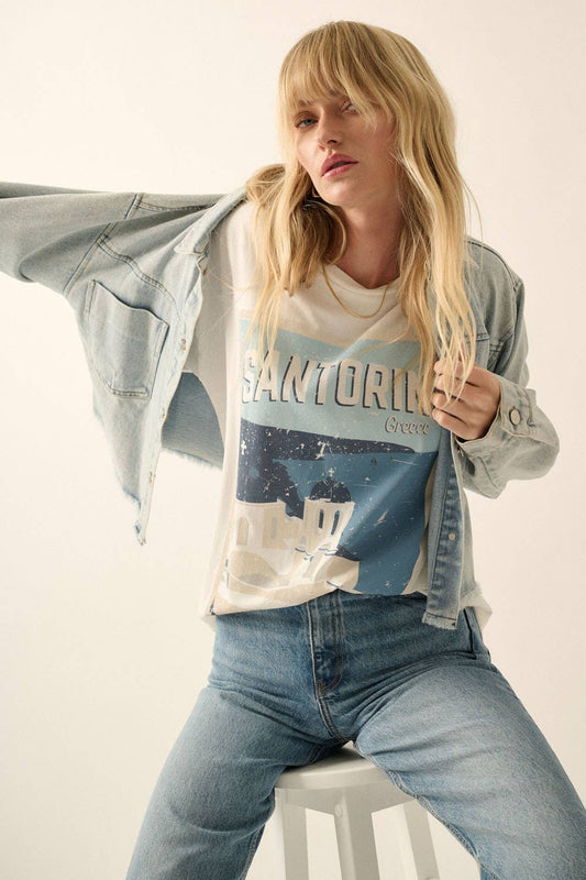 *Oversized* Unisex Santorini Postcard Tee