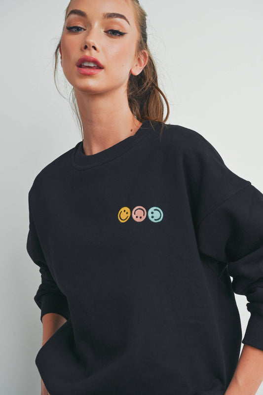 Smiley French Terry Fleece Embroidered Front